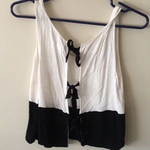 Black and White tank top with bow back closures